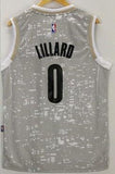 Men 0 Damian Lillard Jersey City Gray Portland Trail Blazers Swingman