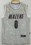 Men 0 Damian Lillard Jersey City Gray Portland Trail Blazers Swingman