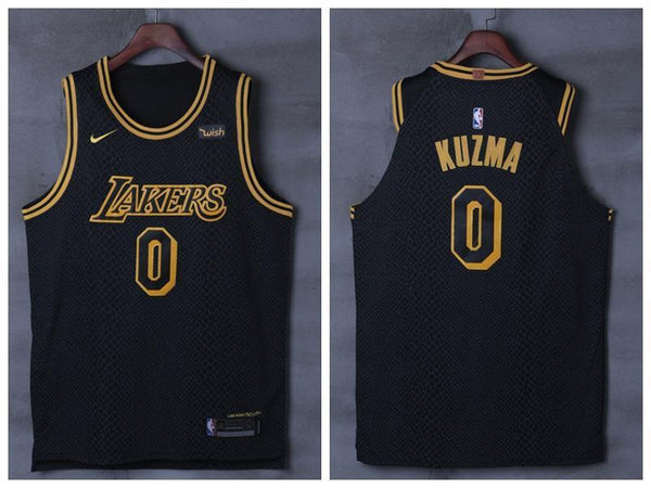 Men 0 Kyle Kuzma Jersey City Edition Black Los Angeles Lakers Authentic Player