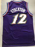 Men 12 John Stockton Jersey Purple Utah Jazz Jersey Throwback Swingman