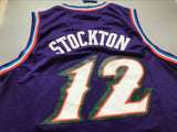 Men 12 John Stockton Jersey Purple Utah Jazz Jersey Throwback Swingman