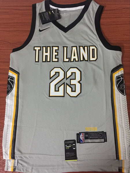 Men 23 Lebron James the Land Jersey Gray Cleveland Cavaliers City Edition