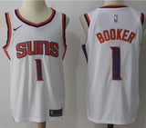 Men 1 Devin Booker Jersey White Phoenix Suns Jersey Authentic Player