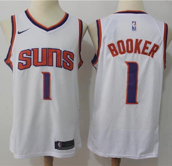 Men 1 Devin Booker Jersey White Phoenix Suns Jersey Swingman Fanatics