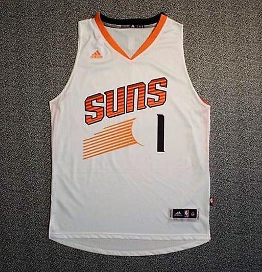 Men 1 Devin Booker Jersey White Phoenix Suns Throwback Swingman Jersey