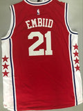 Men 21 Joel Embiid Jersey Red Philadelphia 76ers Swingman Jersey Fanatics