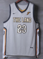 Men 23 Lebron James the Land Jersey Gray Cleveland Cavaliers City Player