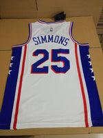 Men 25 Ben Simmons 76ers Jersey White Philadelphia 76ers Jersey Swingman