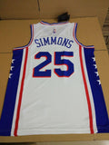 Men 25 Ben Simmons 76ers Jersey White Philadelphia 76ers Jersey Swingman