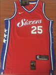 Men 25 Ben Simmons 76ers Jersey Red City Edition Philadelphia 76ers Jersey