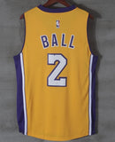 Men 2 Lonzo Ball Swingman Jersey Yellow Los Angeles Lakers Jersey Swingman