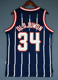 Men 34 Hakeem Olajuwon Jersey Blue Houston Rockets Jersey Hardwood Classics