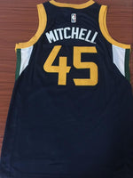 Men 45 Donovan Mitchell Jersey Black Blue Utah Jazz Fanatics Swingman