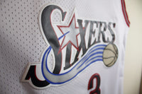 Men 3 Allen Iverson Jersey White Philadelphia 76ers Throwback Swingman