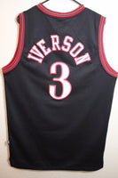 Men 3 Allen Iverson Jersey Black Philadelphia 76ers Throwback Swingman