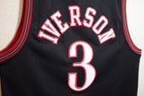 Men 3 Allen Iverson Jersey Black Philadelphia 76ers Throwback Swingman