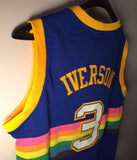 Men 3 Allen Iverson Jersey Blue Denver Nuggets Throwback Swingman