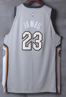 Men 23 Lebron James the Land Jersey Gray Cleveland Cavaliers City Player