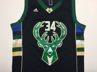 Men 34 Giannis Antetokounmpo Bucks Jersey Black Milwaukee Bucks Swingman