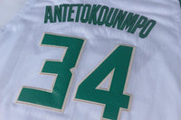 Men 34 Giannis Antetokounmpo Jersey White Milwaukee Bucks Player version