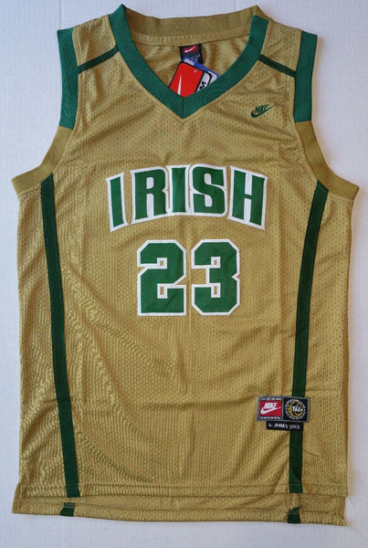 Men 23 Lebron James Swingman Jersey Gold Mary IRISH High School Jersey