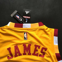 Men CAVS 23 Lebron James Jersey Yellow Cleveland Cavaliers Jersey Swingman