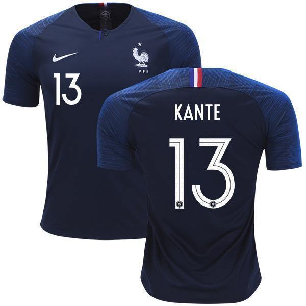 Men #13 Kante Jersey Blue France National 2018 FIFA World Cup