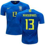 Men #13 Marquinhos Jersey Away Brazil National 2018 FIFA World Cup