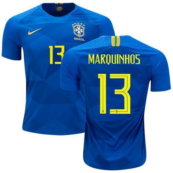 Men #13 Marquinhos Jersey Away Brazil National 2018 FIFA World Cup