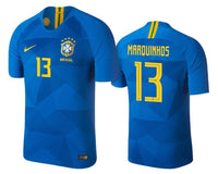 Men #13 Marquinhos Jersey Away Brazil National 2018 FIFA World Cup
