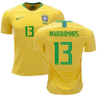 Men #13 Marquinhos Jersey Home Brazil National 2018 FIFA World Cup