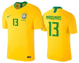 Men #13 Marquinhos Jersey Home Brazil National 2018 FIFA World Cup