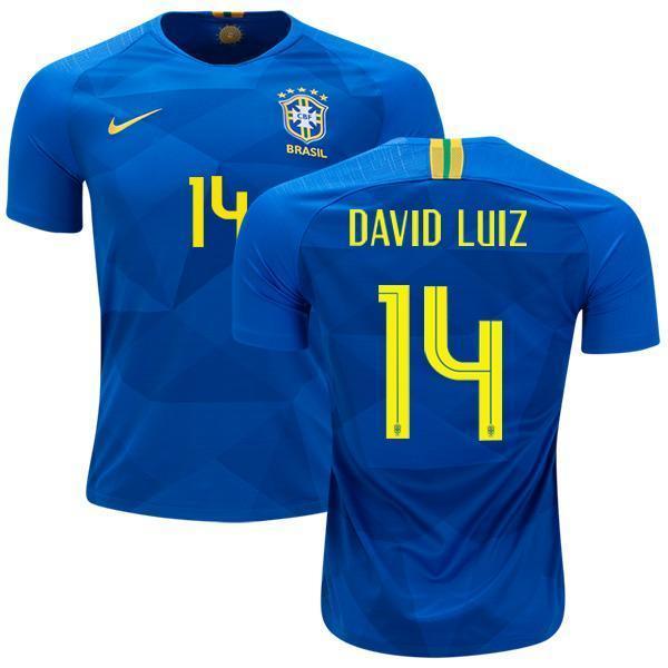 Men #14 David Luiz Jersey Away Brazil National 2018 FIFA World Cup