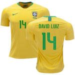 Men #14 David Luiz Jersey Home Brazil National 2018 FIFA World Cup