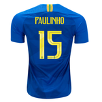 Men #15 Paulinho Jersey Away Brazil National 2018 FIFA World Cup