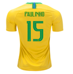 Men #15 Paulinho Jersey Home Brazil National 2018 FIFA World Cup