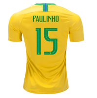 Men #15 Paulinho Jersey Home Brazil National 2018 FIFA World Cup