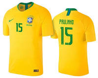 Men #15 Paulinho Jersey Home Brazil National 2018 FIFA World Cup