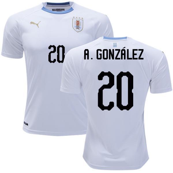 Men #20 Álvaro González Jersey Uruguay National 2018 FIFA World Cup Player