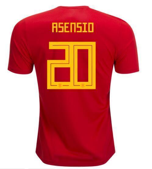 Men #20 Asensio Jersey Home Spain National 2018 FIFA World Cup