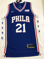 Men 21 Joel Embiid Jersey Blue Philadelphia 76ers Authentic Jersey Player
