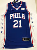 Men 21 Joel Embiid Jersey Blue Philadelphia 76ers Authentic Jersey Player