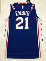 Men 21 Joel Embiid Jersey Blue Philadelphia 76ers Authentic Jersey Player