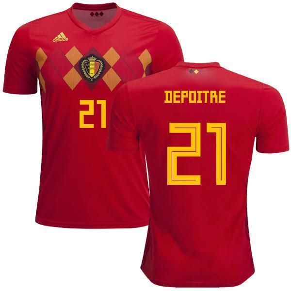 Men 21 Laurent Depoitre Jersey Soccer Belgium Jersey 2018 World Cup Jersey