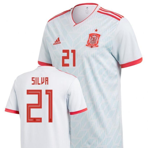 Men #21 Silva Jersey Away Spain National 2018 FIFA World Cup