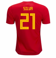 Men #21 Silva Jersey Home Spain National 2018 FIFA World Cup