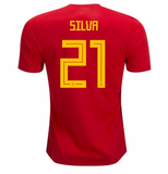 Men #21 Silva Jersey Home Spain National 2018 FIFA World Cup
