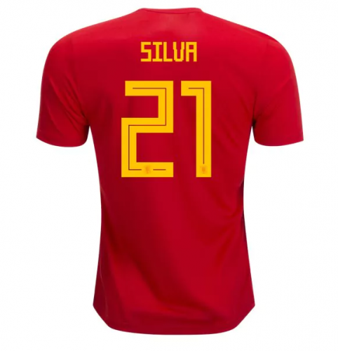 Men #21 Silva Jersey Home Spain National 2018 FIFA World Cup