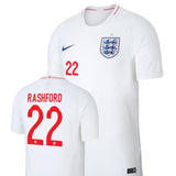 Men #22 Rashford Jersey Home England National 2018 FIFA World Cup