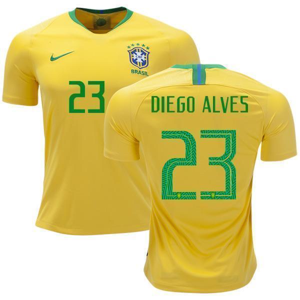 Brazil No23 Diego Alves Home Soccer Country Jersey